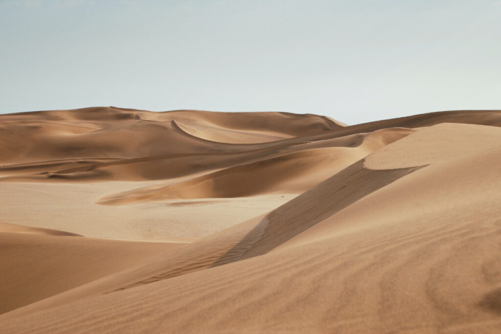 Rolling desert dunes shaped by wind