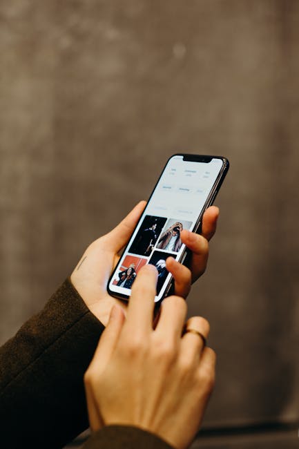 pexels-photo-3585088-3585088 Close-up of hands using a smartphone to browse a photo gallery app, showcasing modern technology.