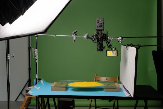 pexels-photo-5878878-5878878 A detailed view of a professional photography studio setup, capturing products with precise lighting.